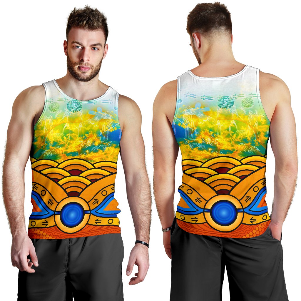 Aboriginal Men's Tank Top, Australia Kangaroo Sky - Vibe Hoodie Shop