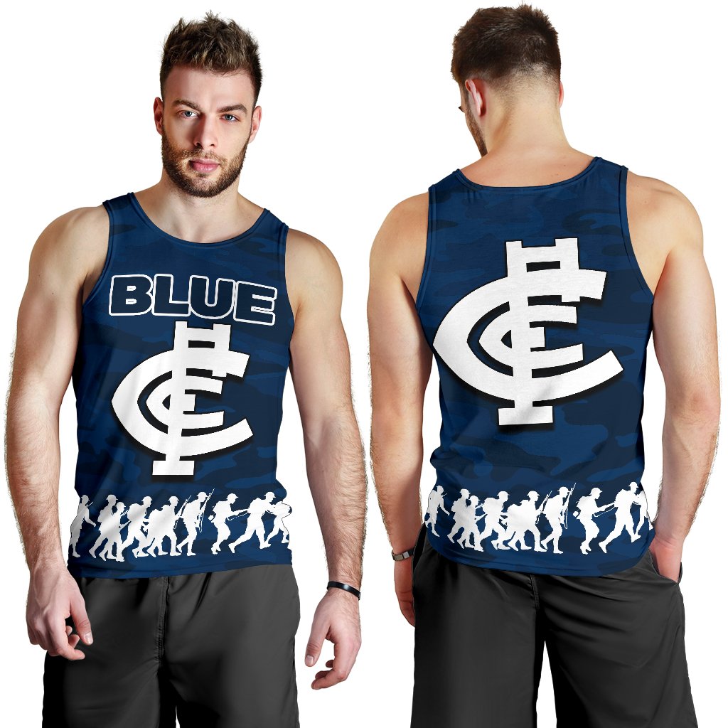 Carlton Blues Men's Tank Top ANZAC Day Army Patterns - Vibe Hoodie Shop