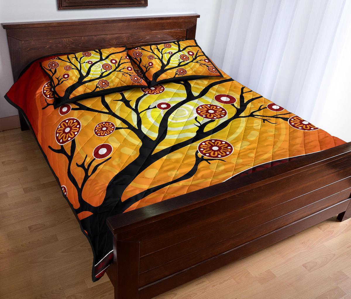 Aboriginal Quilt Bed Set - Tree In Spring Season - Vibe Hoodie Shop