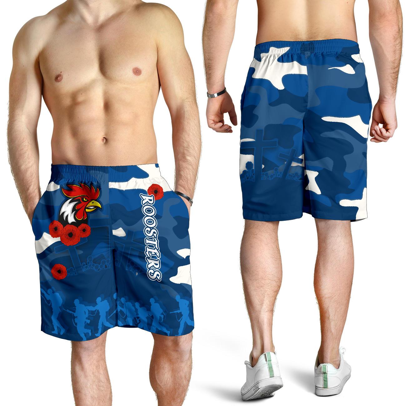 Roosters ANZAC Day Men Shorts Military - Blue - Vibe Hoodie Shop