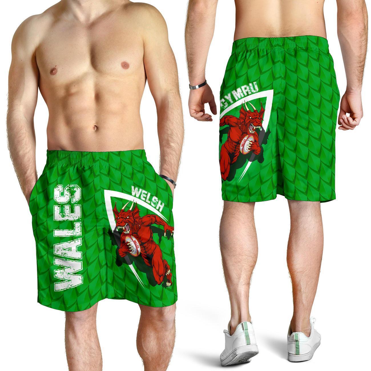 Wales Shorts - Welsh Dragon Rugby Champion - Vibe Hoodie Shop