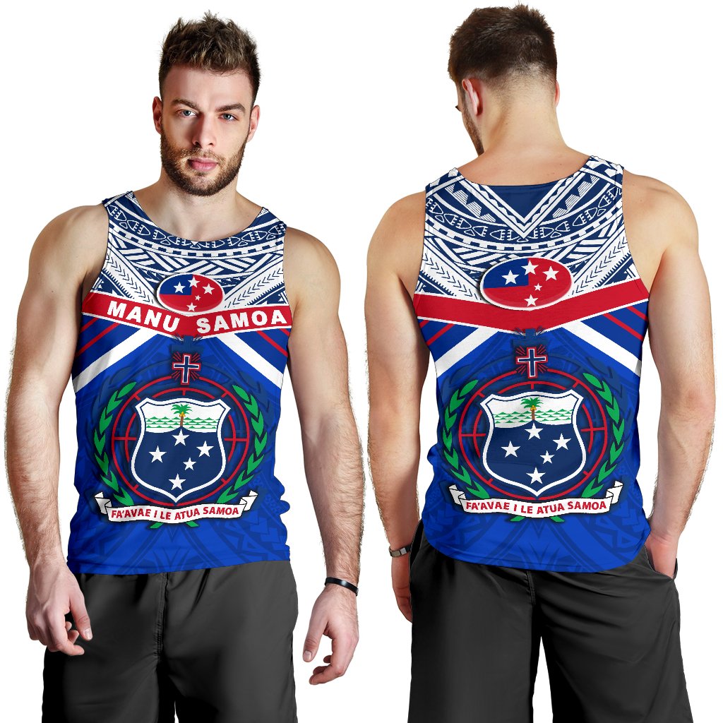 Manu Samoa Men Tank Top Simple Coat Of Arms Rugby - Vibe Hoodie Shop