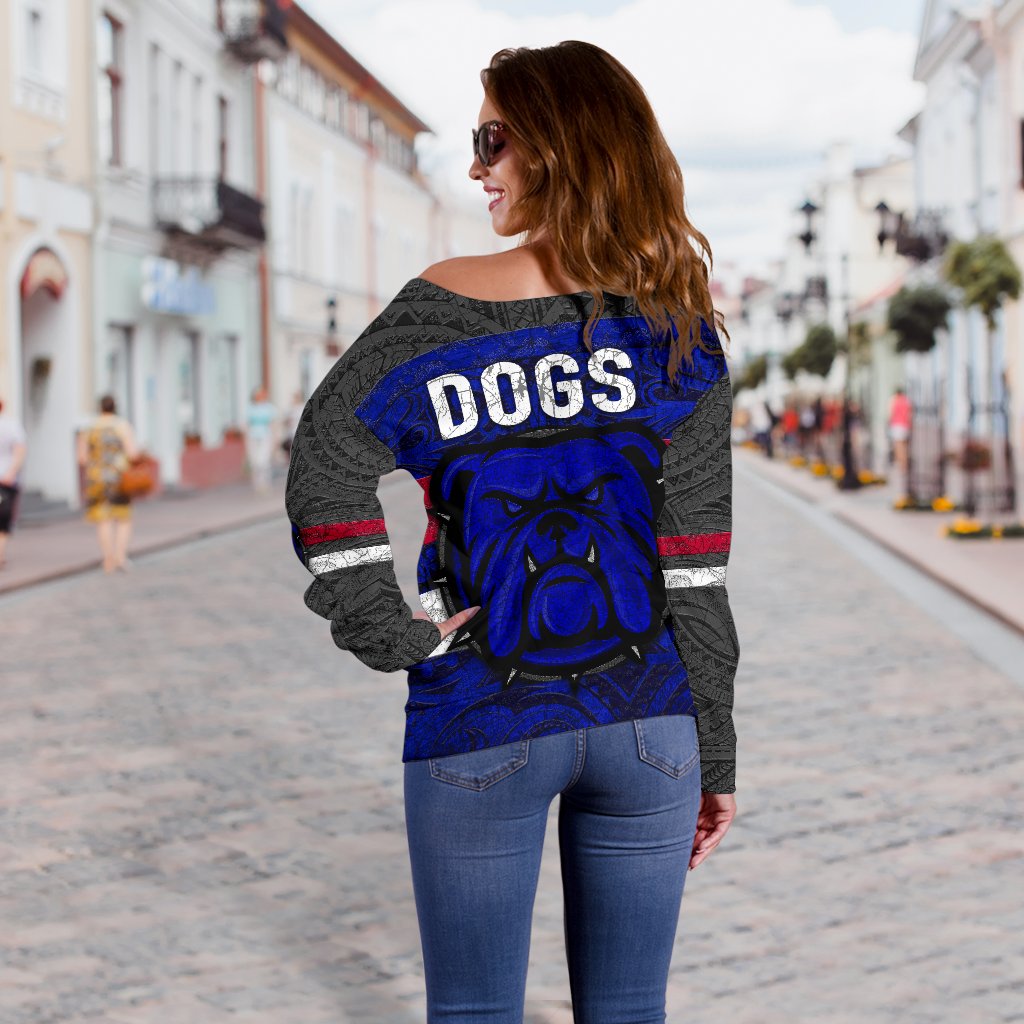 Western Women's Off Shoulder Sweater Dogs Unique Vibes - Vibe Hoodie Shop