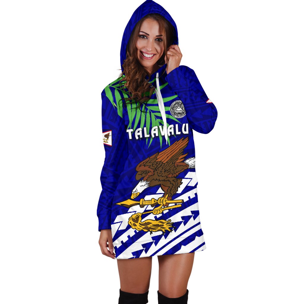 American Samoa Rugby Women Hoodie Dress Coconut Leaves - Talavalu - Vibe Hoodie Shop