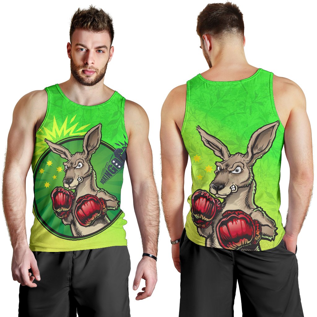 Men's Tank Top - Kangaroo Boxing Aussie Spirit (Green) - Vibe Hoodie Shop