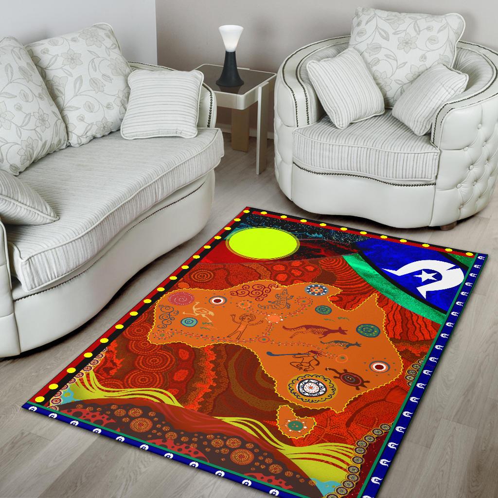 Area Rug - Australia Map Aboriginal Patterns - Vibe Hoodie Shop