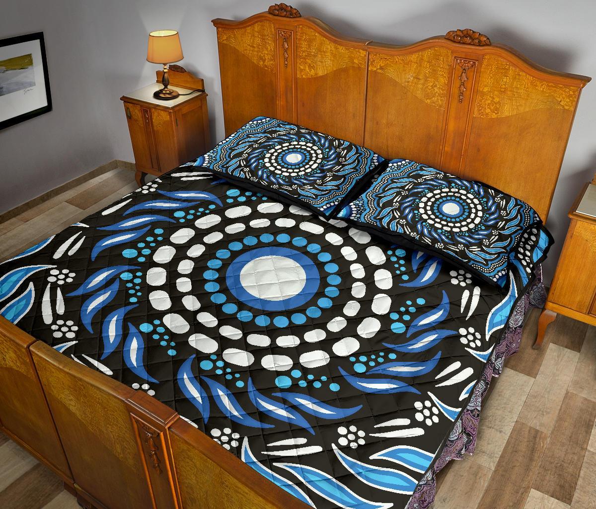 Aboriginal Quilt Bed Set - Indegenous Dot Painting Art - Vibe Hoodie Shop