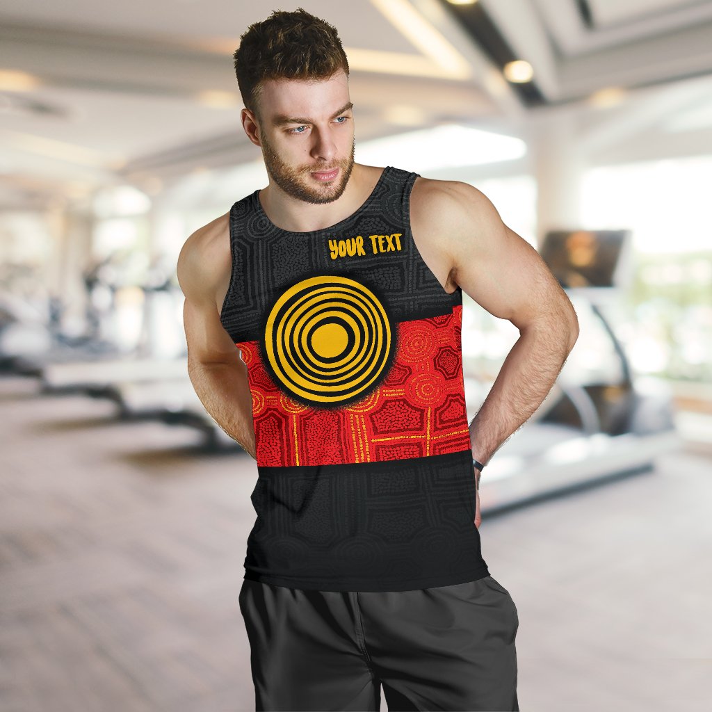 Personalised Aboriginal Men's Tank Top - Aussie Indigenous Flag - Vibe Hoodie Shop