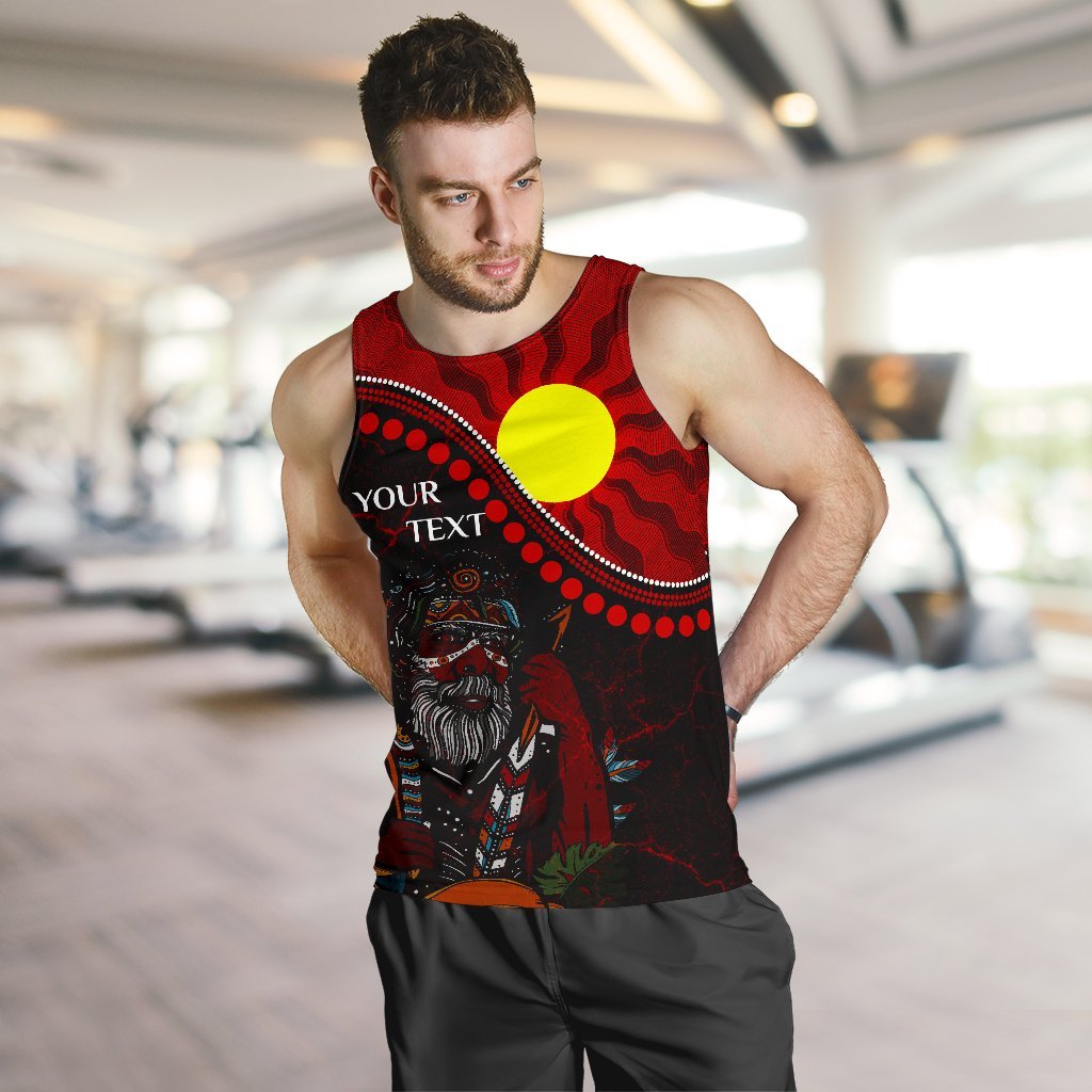 Custom Aboriginal Men's Tank Top - Indigenous People And Sun - Vibe Hoodie Shop