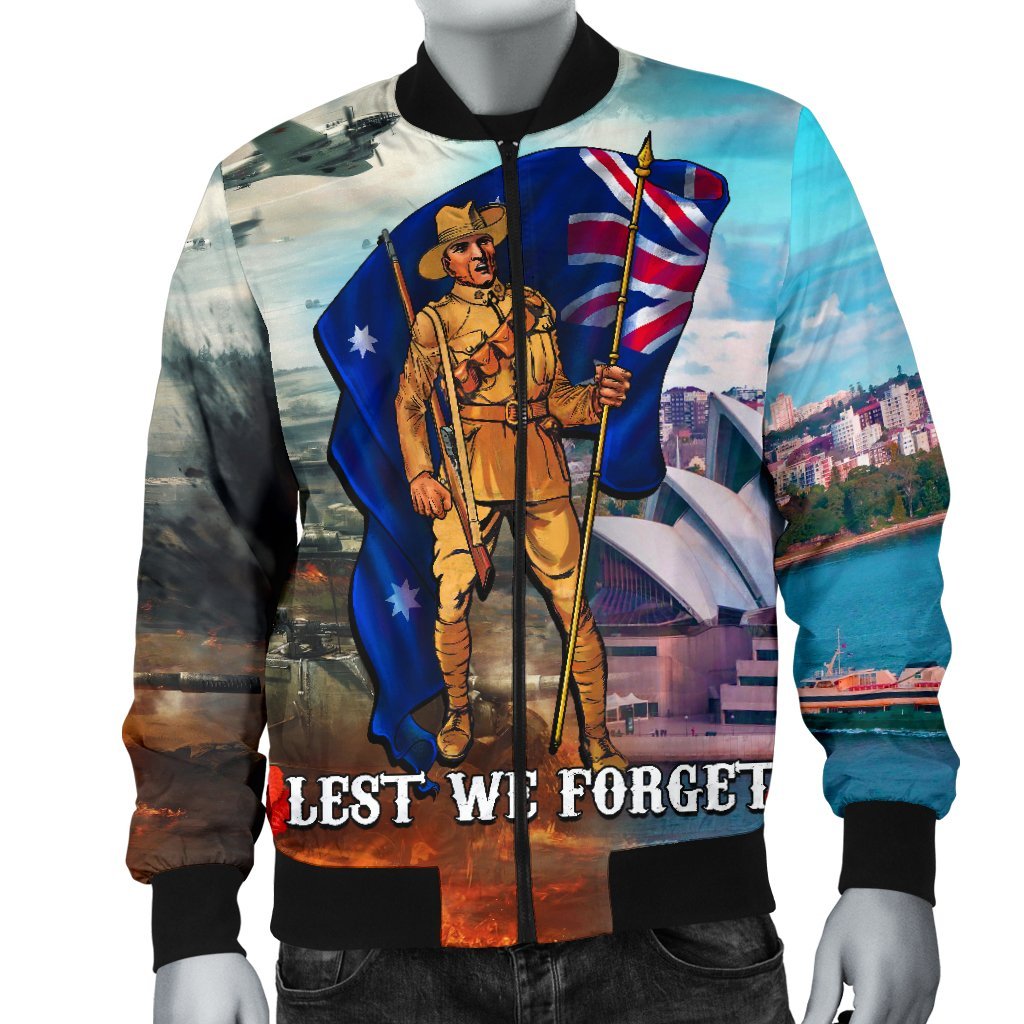 ANZAC Men's Bomber Jacket - Australian Soldier - Vibe Hoodie Shop