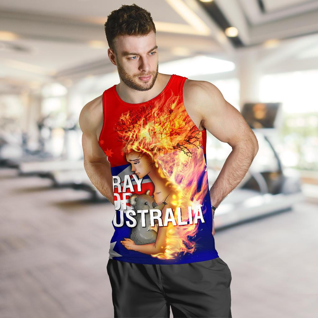 Men's Tank Top - Pray for Australia - Bushfire Mens Tank - Unisex - Vibe Hoodie Shop