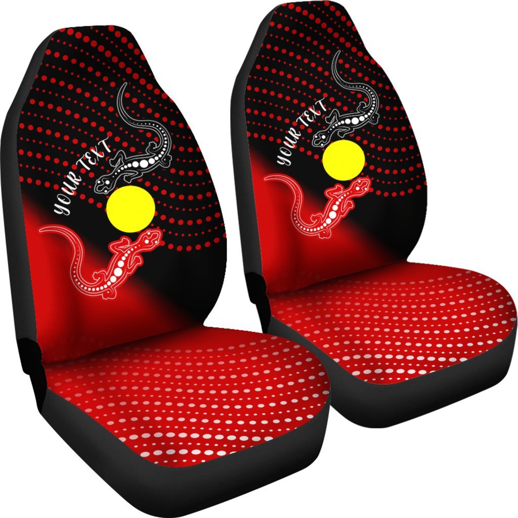 Custom Aboriginal Car Seat Covers - Two Indigenous Lizard - Vibe Hoodie Shop