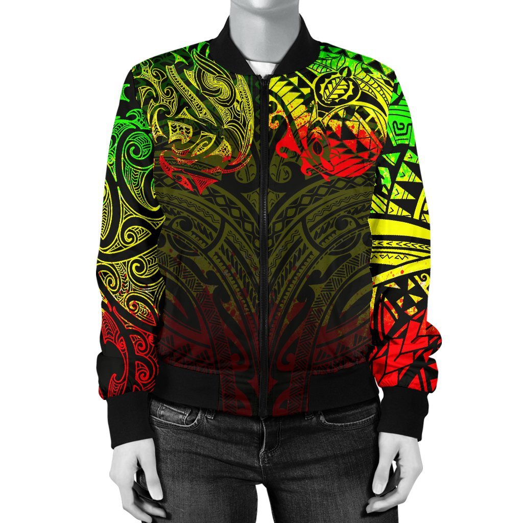 New Zealand Women's Bomber Jacket, Maori Polynesian Tattoo Reggage - Vibe Hoodie Shop