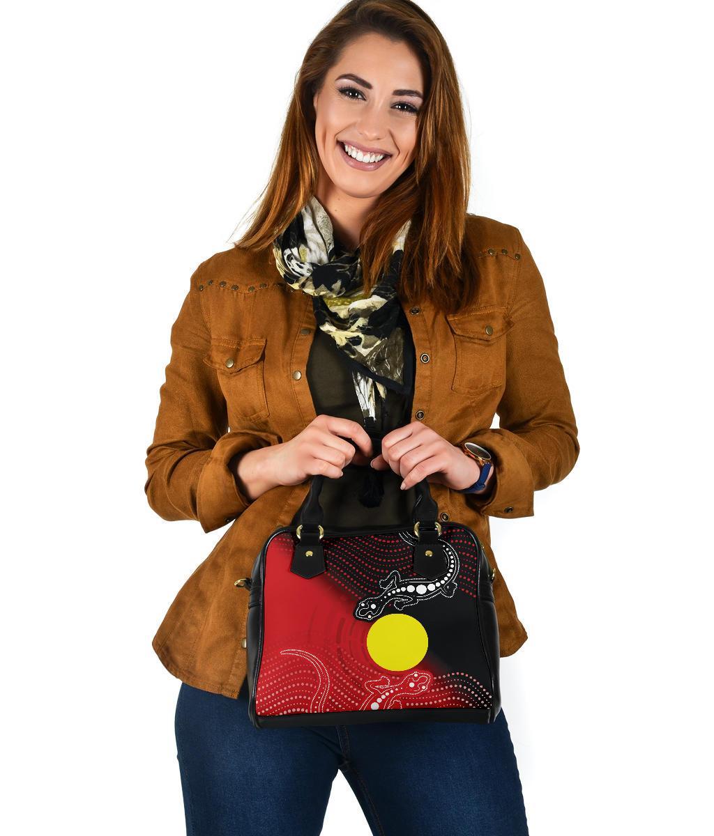 Aboriginal Shoulder Handbag - Two Indigenous Lizard - Vibe Hoodie Shop