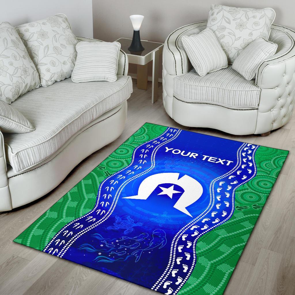 Custom Torres Strait Islanders Area Rug - Torres Symbol With Aboriginal Patterns - Vibe Hoodie Shop