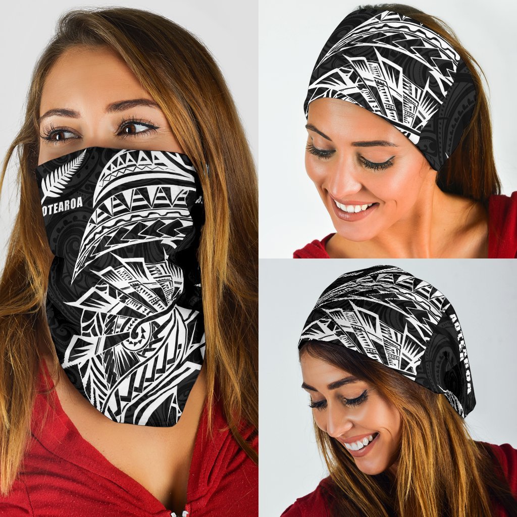 New Zealand Maori Tattoo Bandana Polynesian Style - Black - Vibe Hoodie Shop