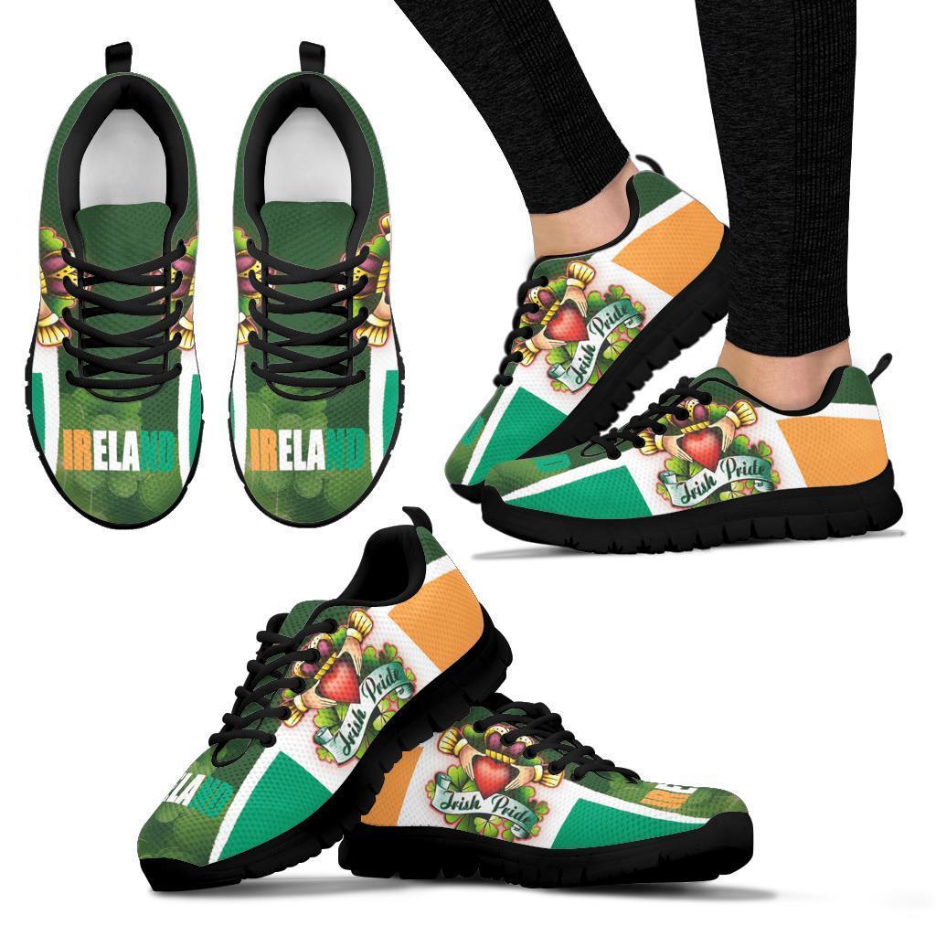 Irish Pride Sneakers - Ireland Flag With Claddagh Ring - Vibe Hoodie Shop