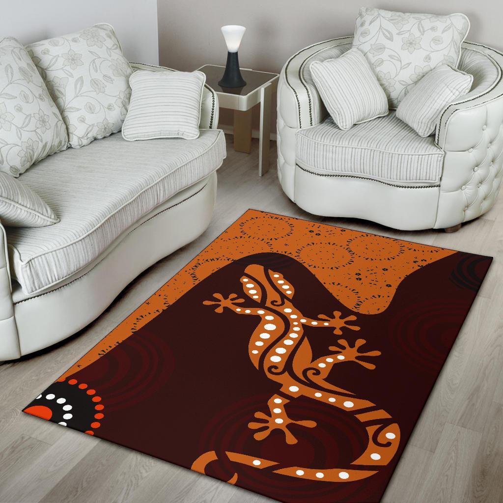 Aboriginal Area Rug - Lizard in Aboriginal Dreaming - Vibe Hoodie Shop