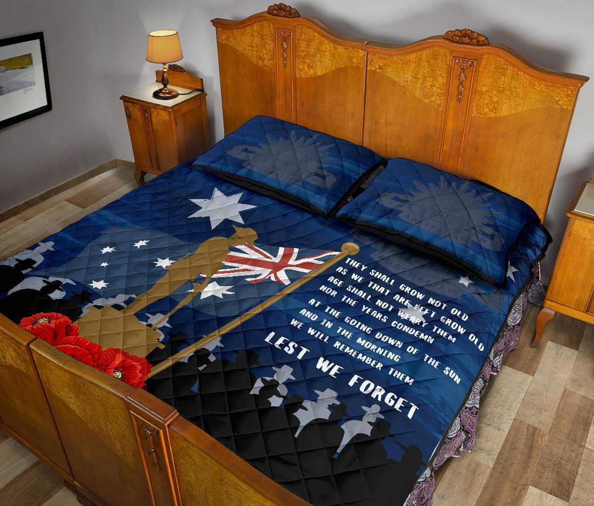 ANZAC Quilt Bed Set - Always Remember Australian ANZAC Day - Vibe Hoodie Shop