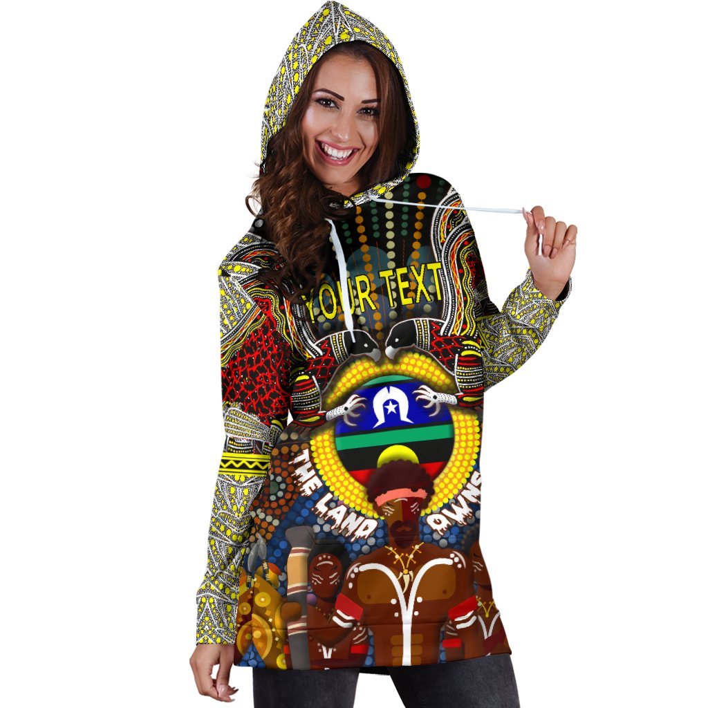 (Custom Text) The Land Owns Us Aboriginal Women's Hoodie Dress - Vibe Hoodie Shop