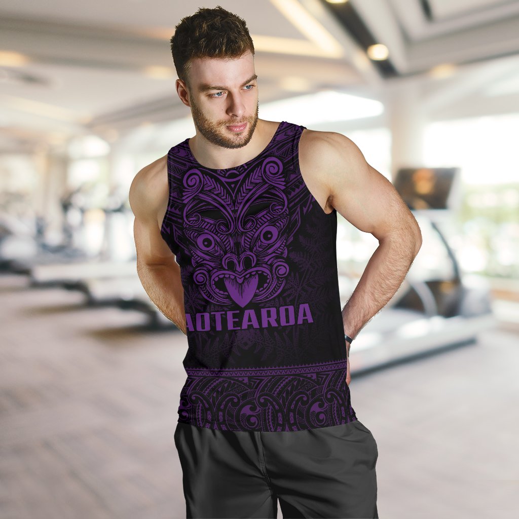 New Zealand Rugby Men's Tank Top Maori Haka - Silver Fern (Purple) - Vibe Hoodie Shop