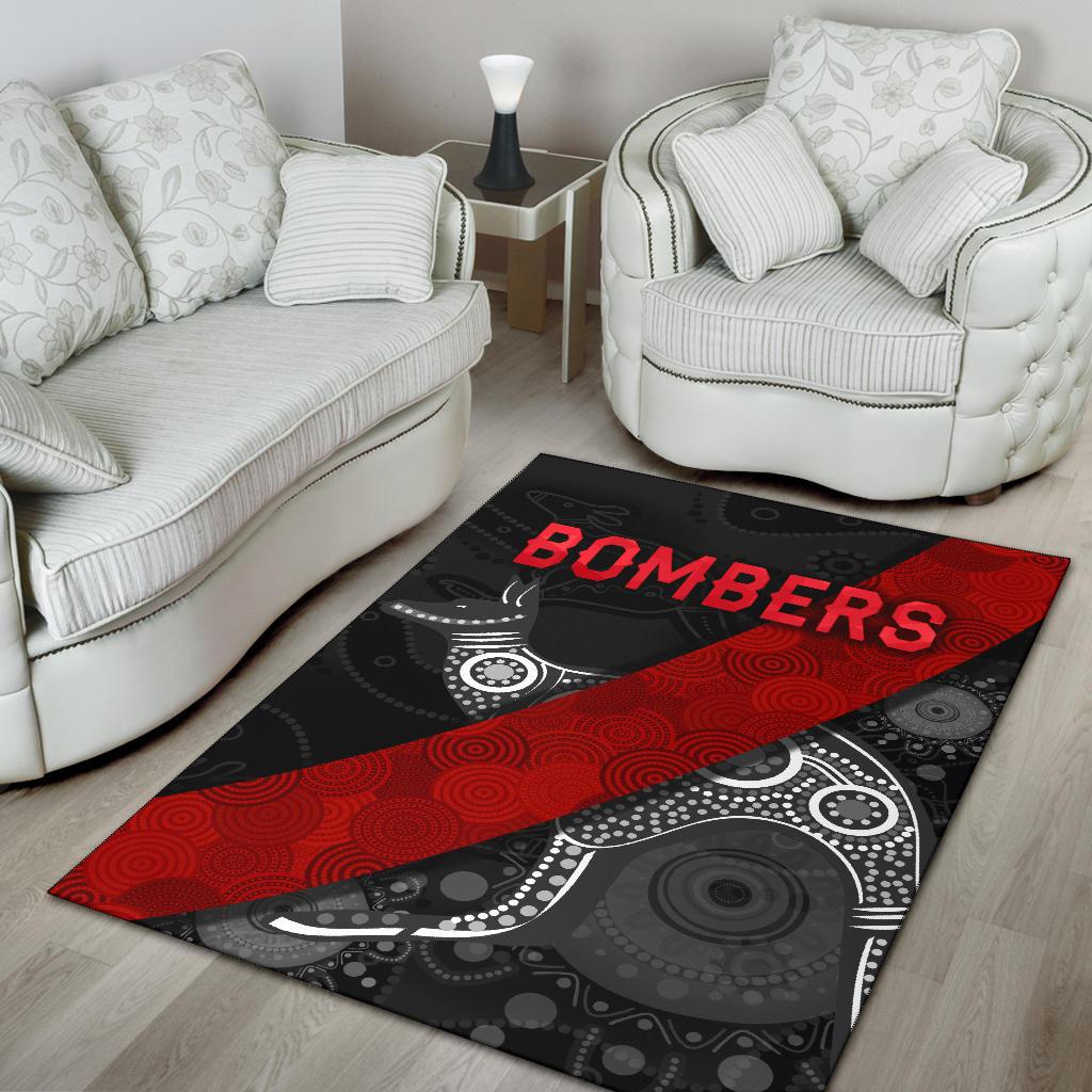 Essendon Area Rug Indigenous Bombers - Black - Vibe Hoodie Shop