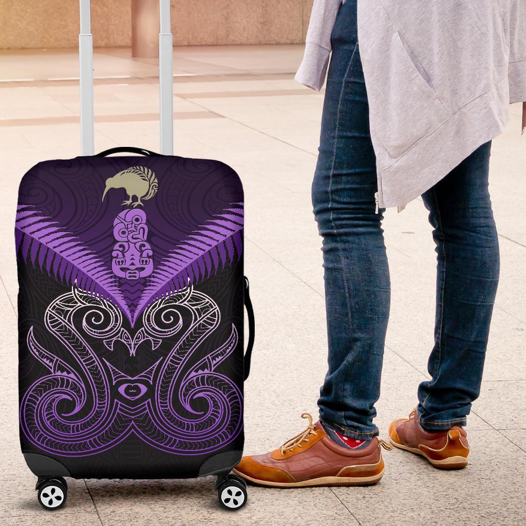 Maori Manaia New Zealand Luggage Covers Purple - Vibe Hoodie Shop