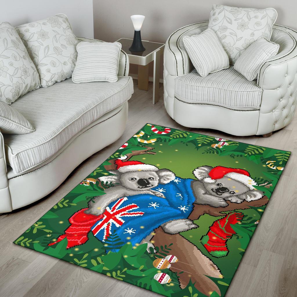 Christmas Area Rug - Australia Flag with Koala Ugly Christmas - Vibe Hoodie Shop