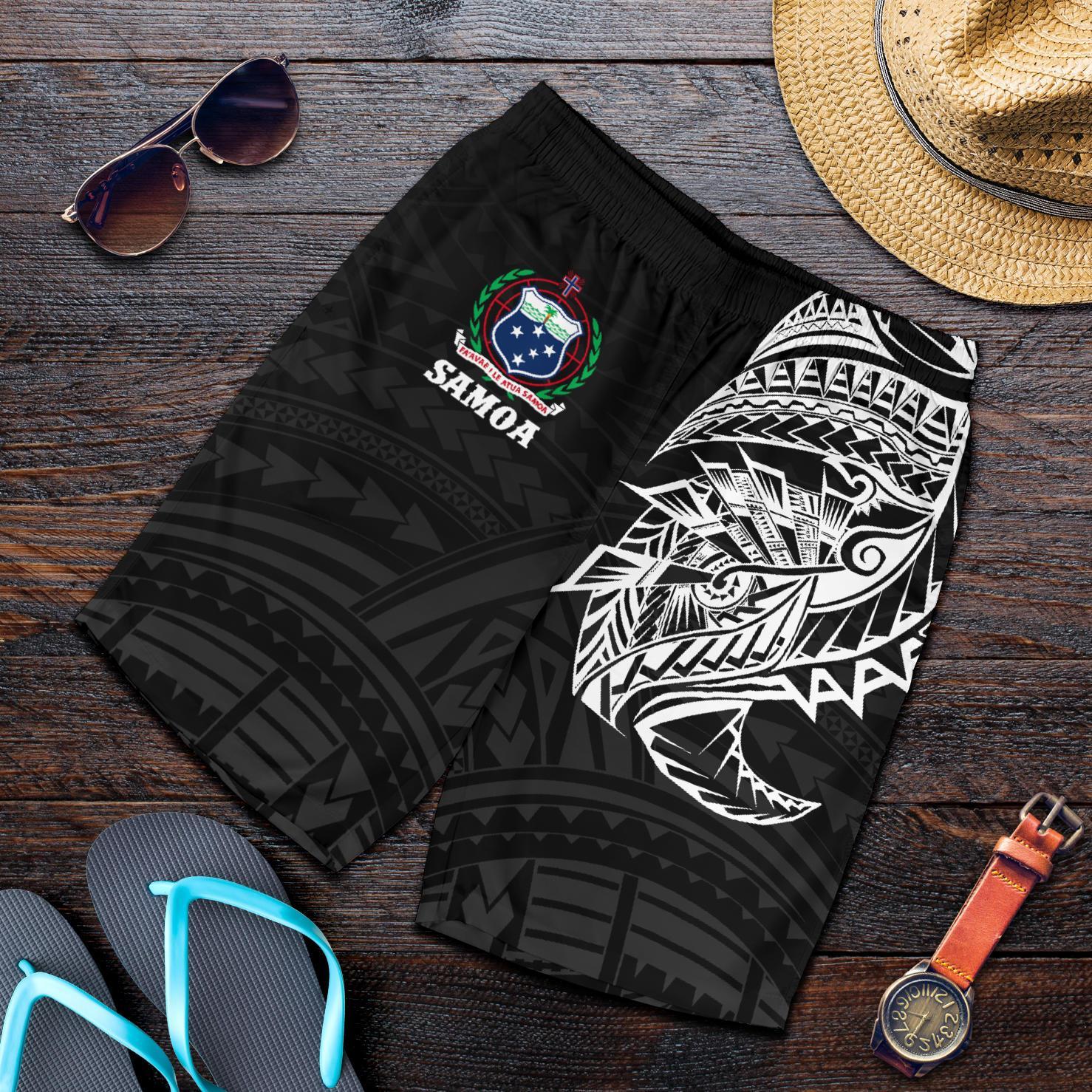 Samoa Tattoo Men Shorts Rugby Style Black - Vibe Hoodie Shop