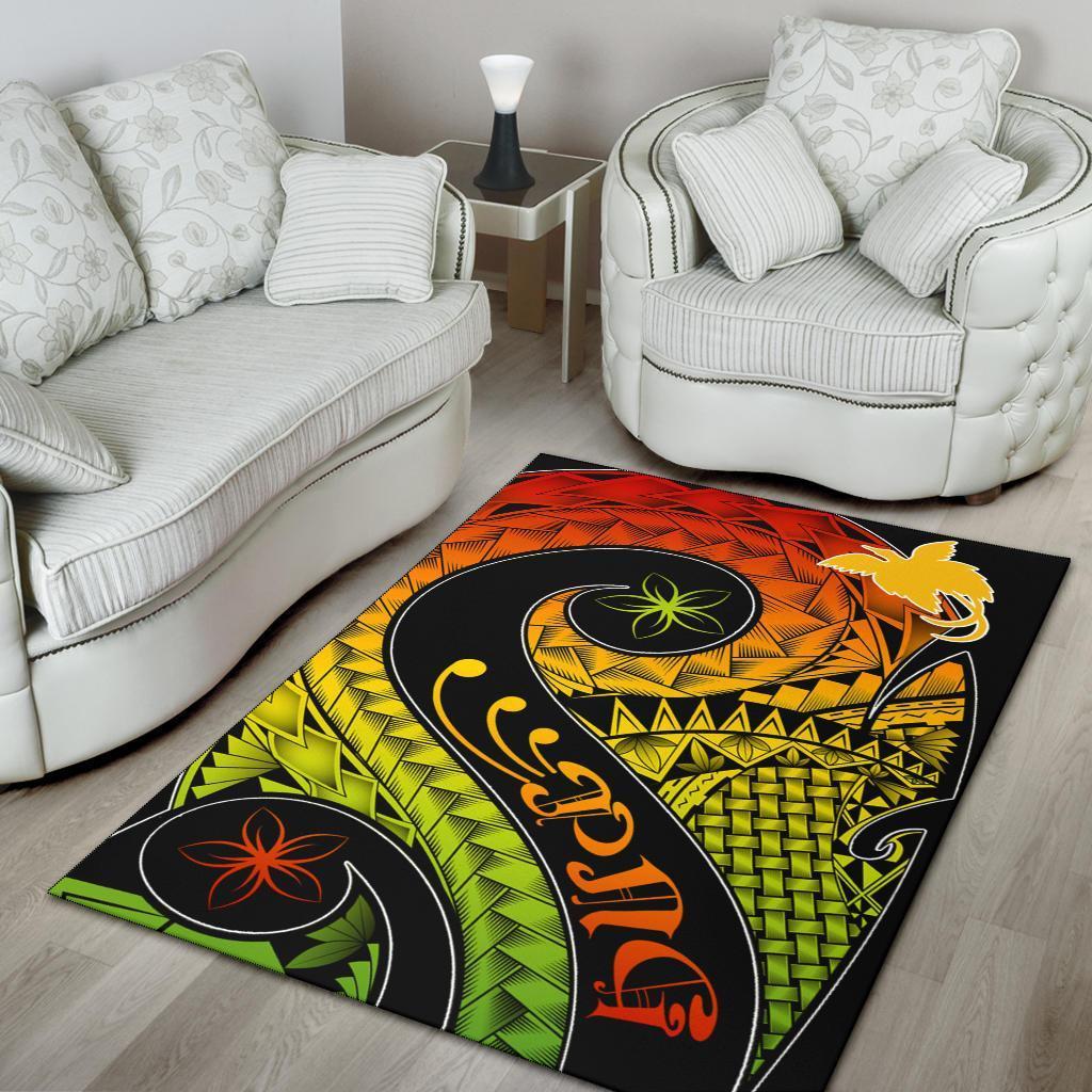 Papua New Guinea Area Rug - PNG Bird And Polynesian Decorative Pattern - Vibe Hoodie Shop