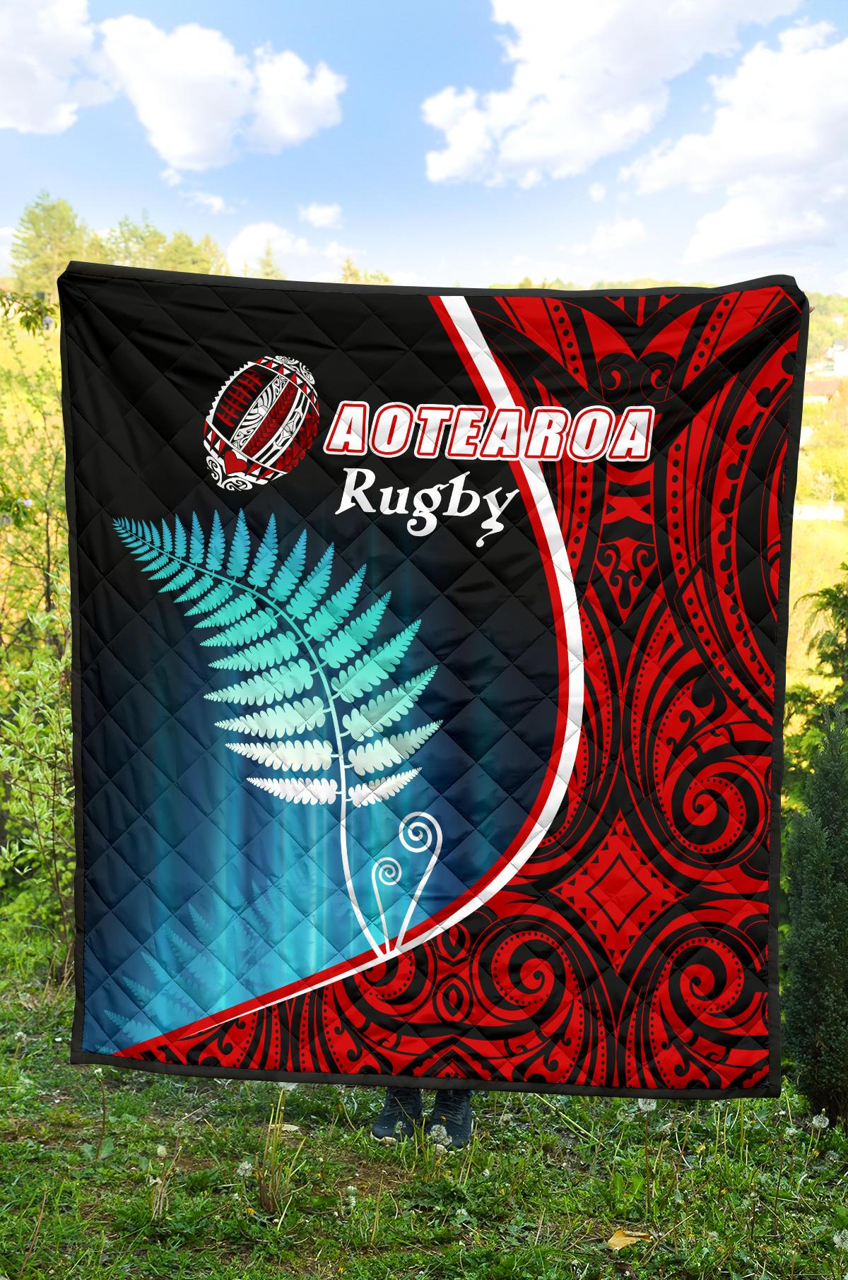 Aotearoa Rugby Black Maori Premium Quilt Kiwi and Silver Fern New Zealand - Vibe Hoodie Shop