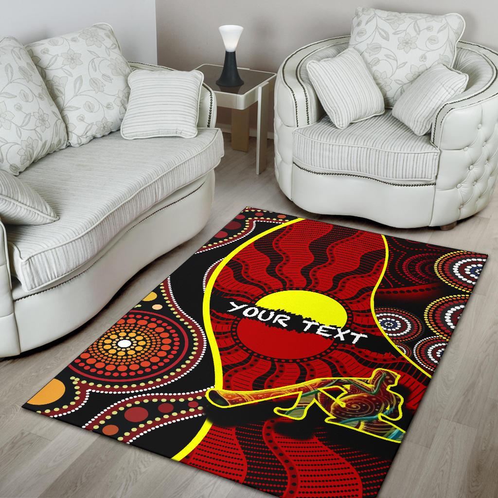 Custom Area Rug - Australia Aboriginal Dots With Didgeridoo - Vibe Hoodie Shop