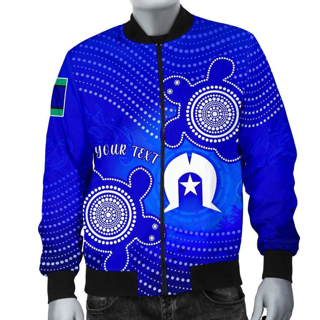 Custom Torres Strait Islanders Men's Bomber Jacket - Torres Symbol With Indigenous Turtle - Vibe Hoodie Shop