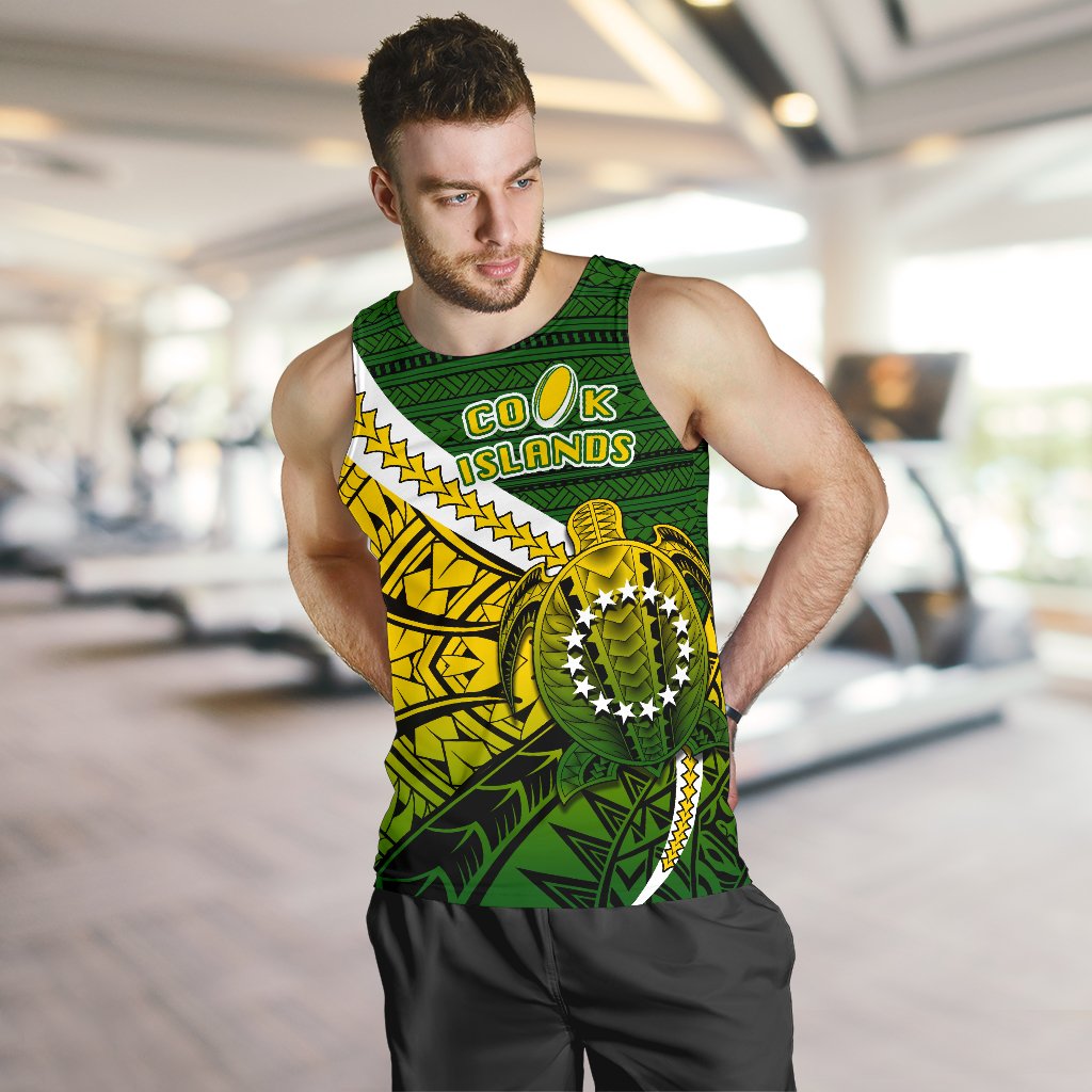 Cook Islands Men Tank Top Style Turtle Rugby - Vibe Hoodie Shop