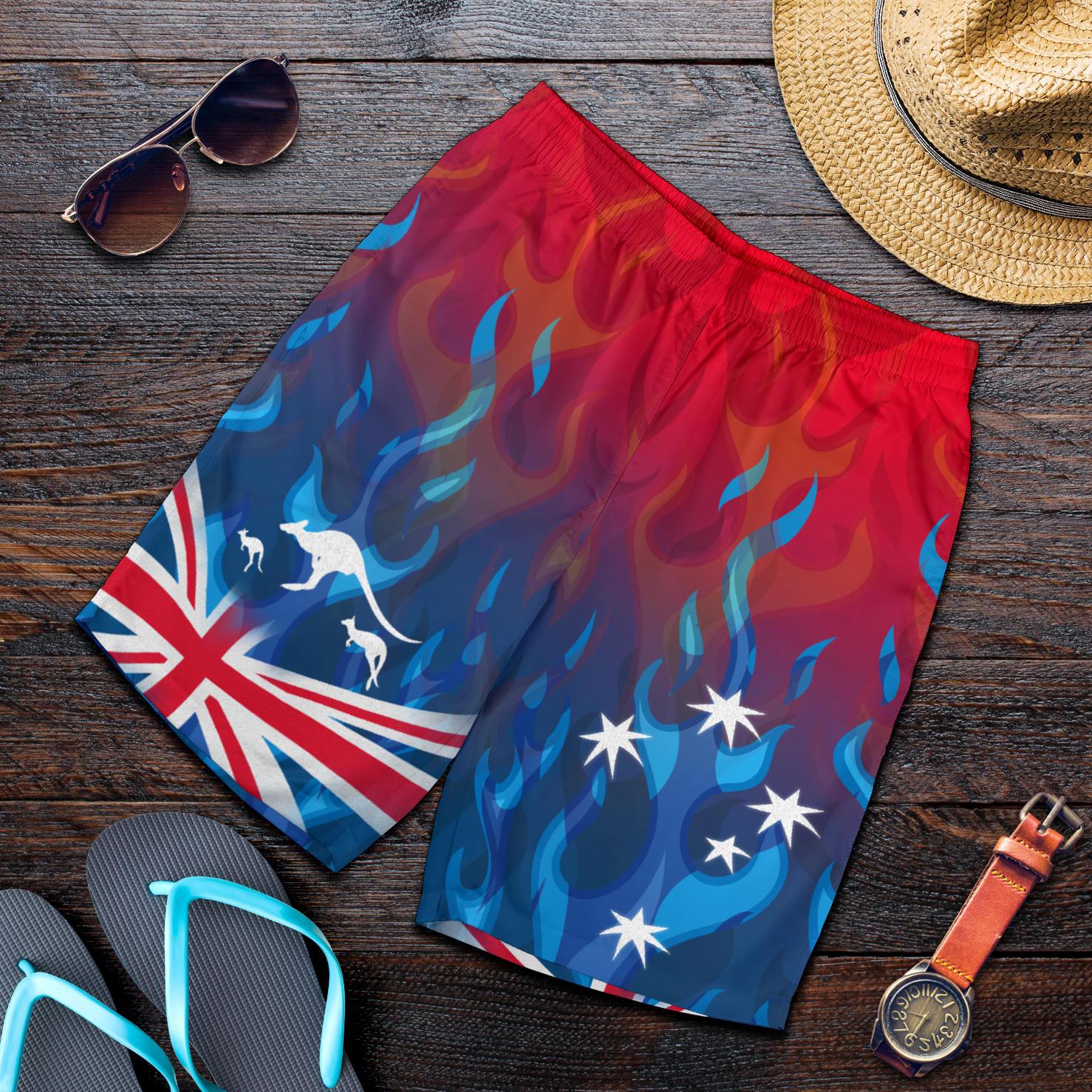 Short - Aus Flag Short Kangaroo Flame - Men - Vibe Hoodie Shop