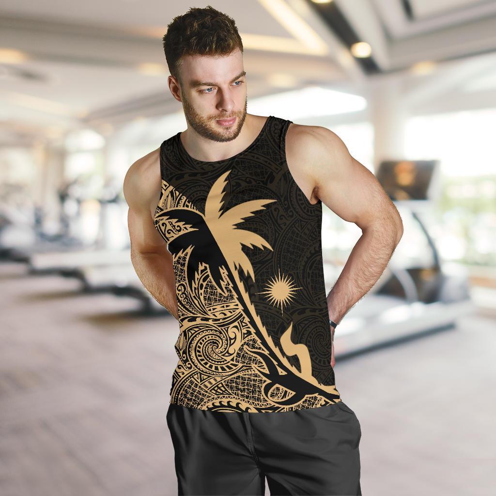 Marshall Islands Coconut Tree Men's Tank Top Gold - Vibe Hoodie Shop