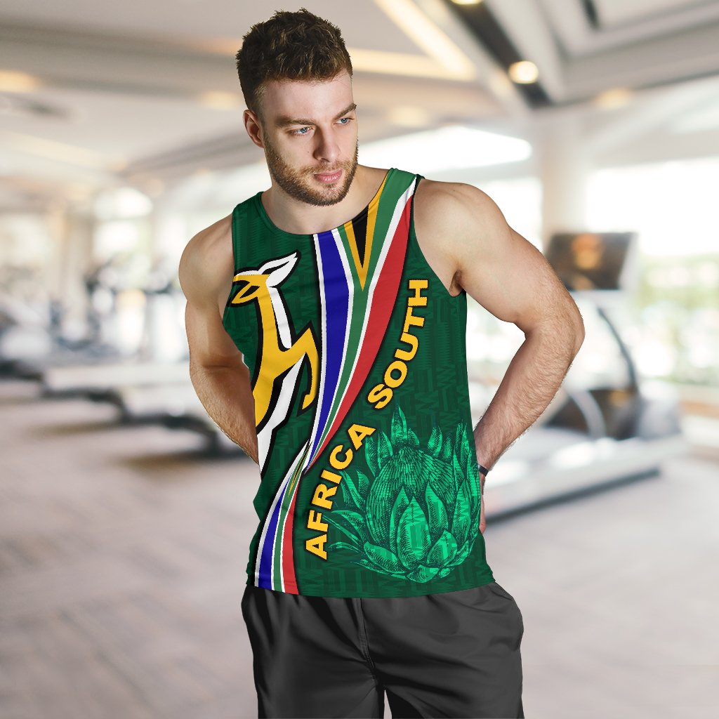 South Africa Men Tank Top Springboks Rugby Be Unique - Green - Vibe Hoodie Shop