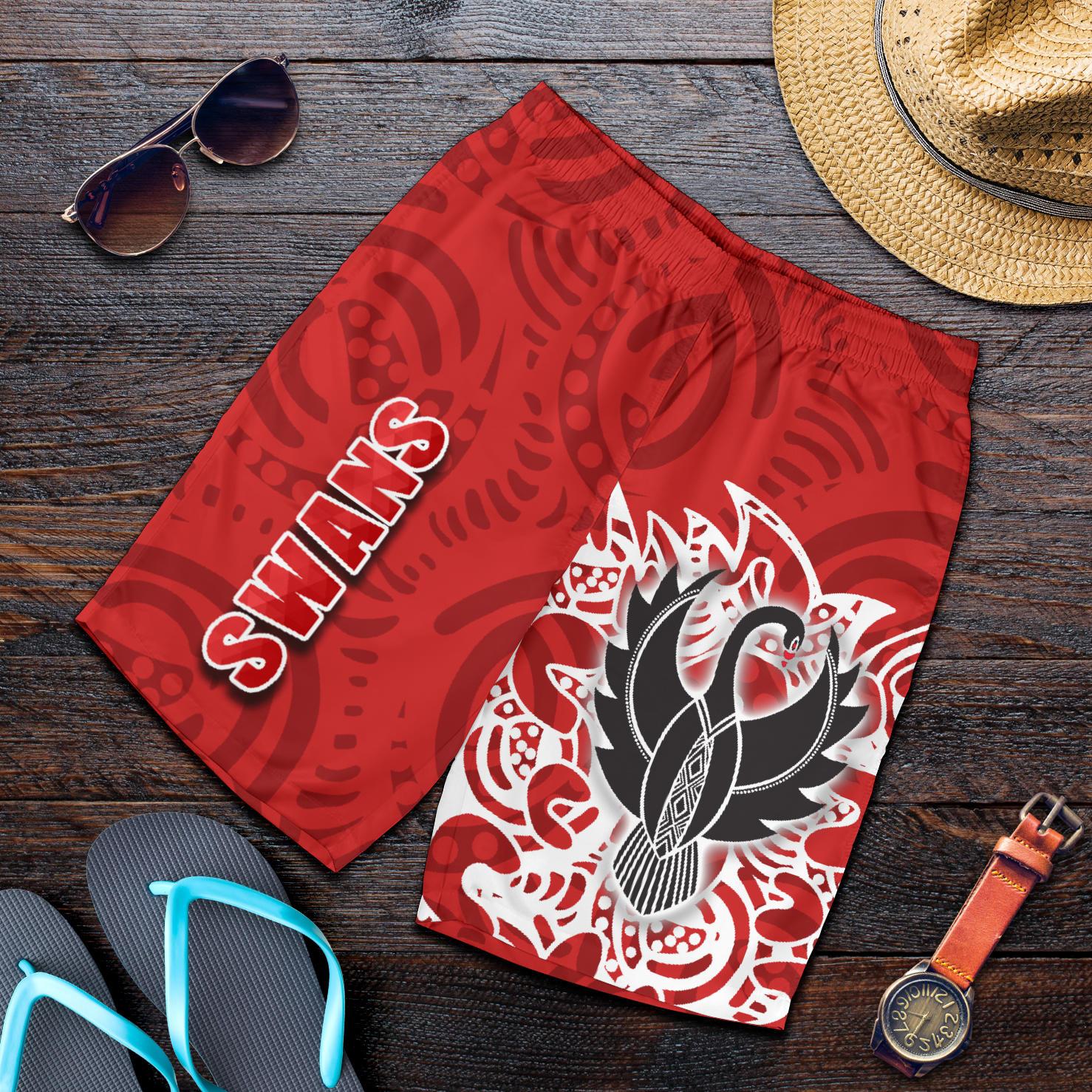 Sydney Men Shorts Simple Indigenous Swans - Vibe Hoodie Shop