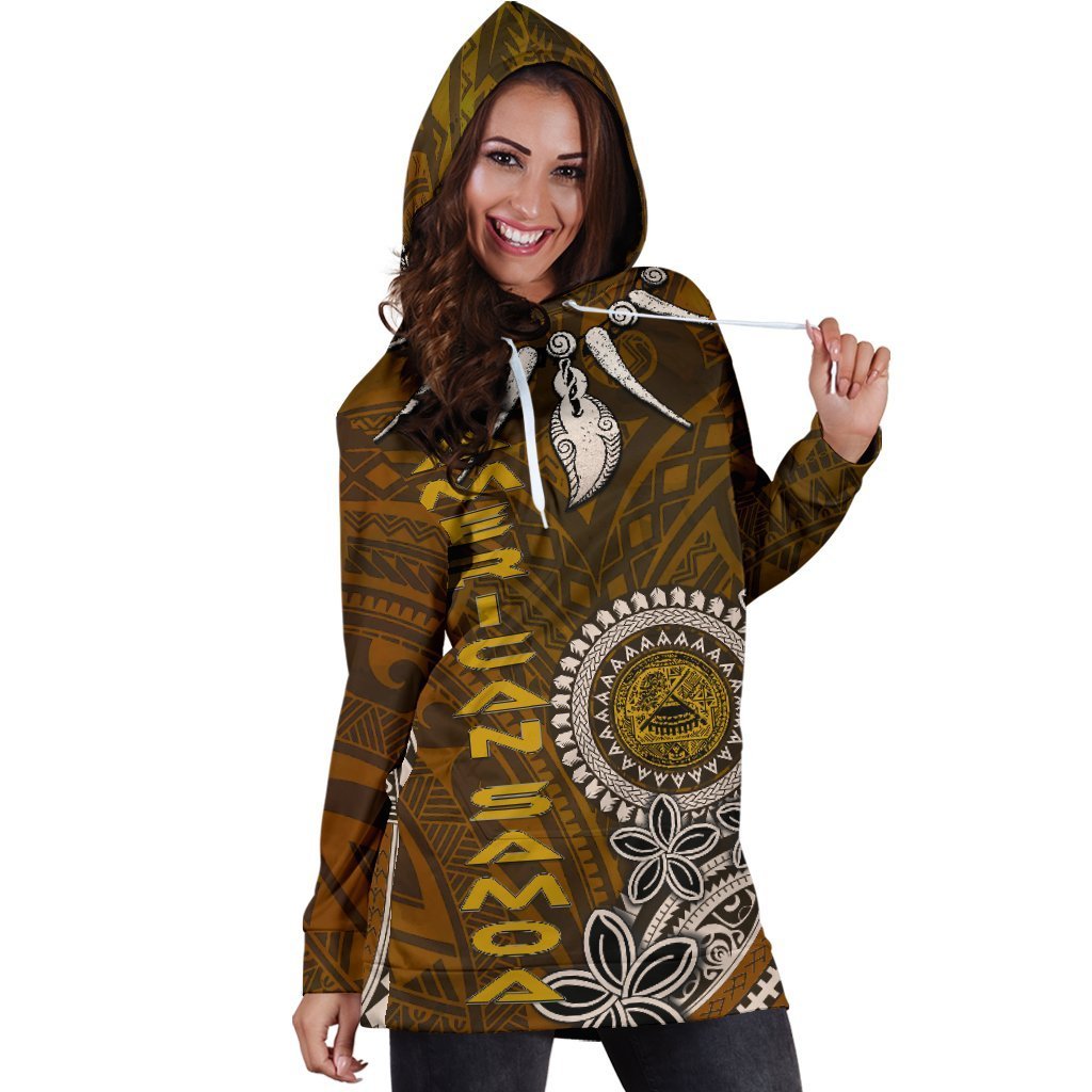 American Samoa Women's Hoodie Dress - Polynesian Boar Tusk - Vibe Hoodie Shop