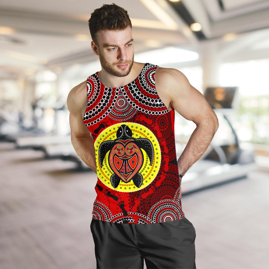 Tank Top - Aboriginal Dot Painting Tank Turtle - Men - Vibe Hoodie Shop