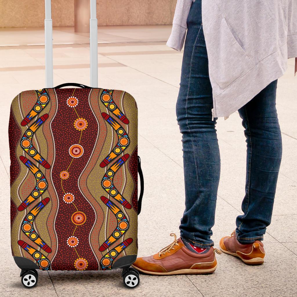 Luggage Cover - Aboriginal Luggage Cover Boomerang Patterns - Unisex - Vibe Hoodie Shop