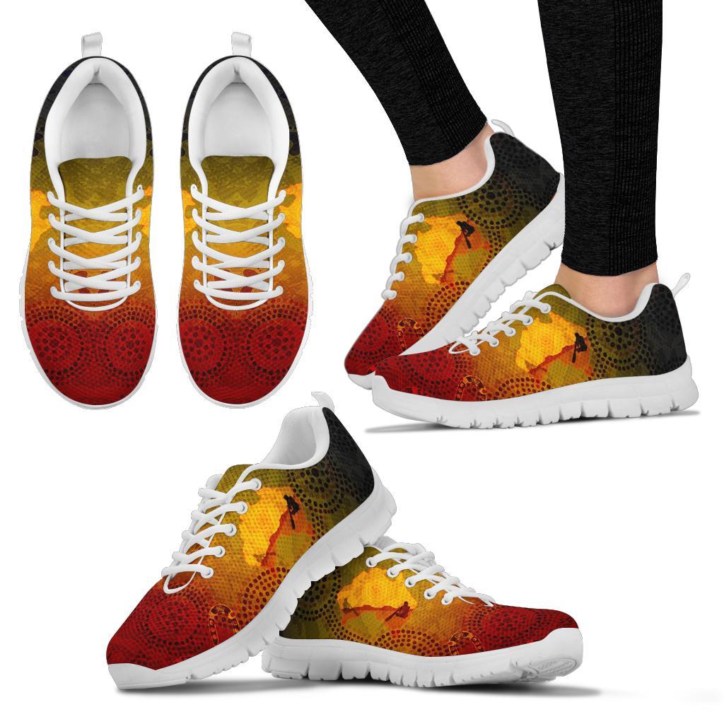 Aboriginal Sneakers, Australian Map with Indigenous Color - Vibe Hoodie Shop