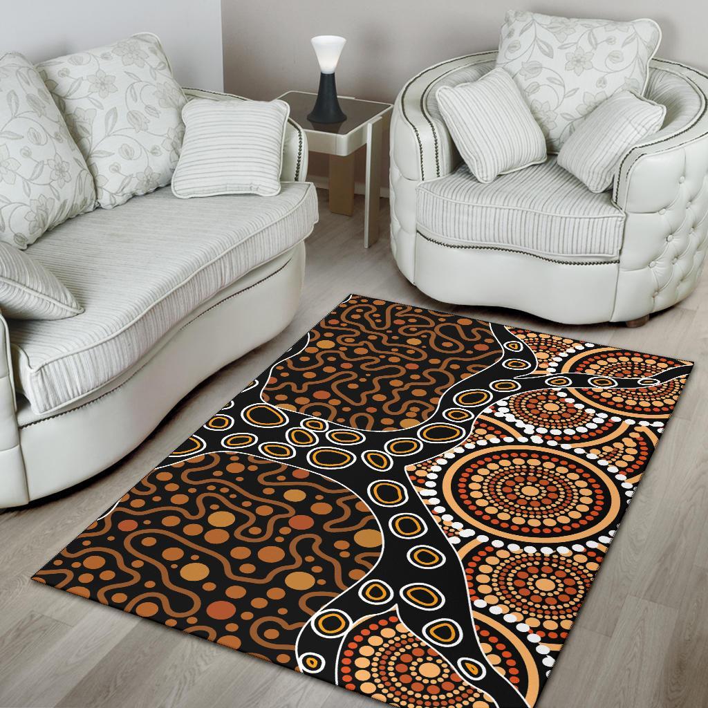 Area Rug - Aboriginal Dot Art Painting With Tree - Vibe Hoodie Shop