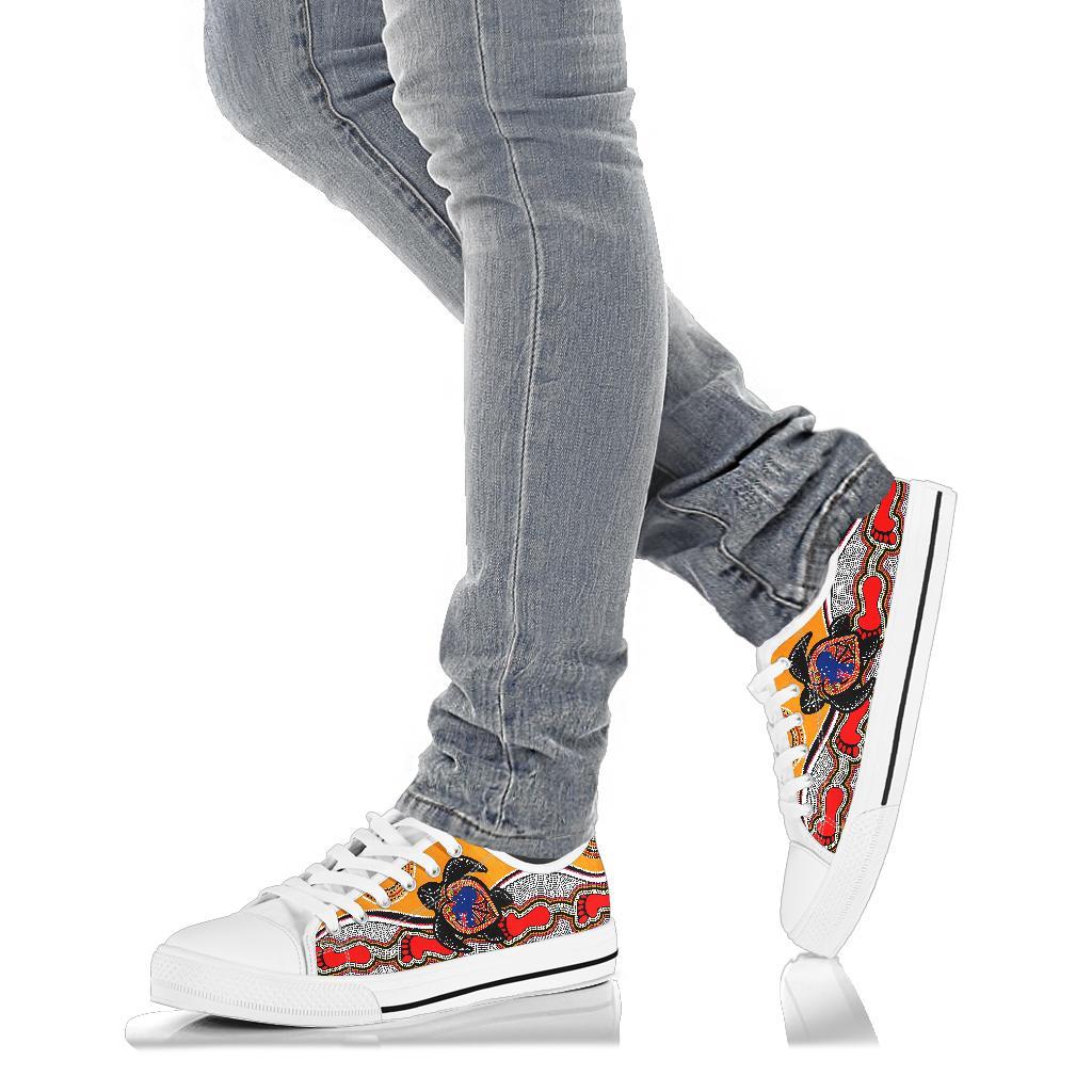 Canvas Shoes - Aboriginal Patterns Shoes Turtle - Low Top - Vibe Hoodie Shop