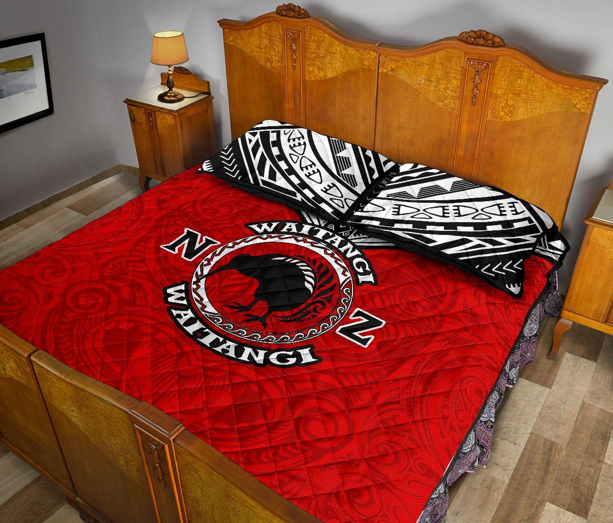 New Zealand Maori Quilt Bed Set Waitangi Day - Red - Vibe Hoodie Shop