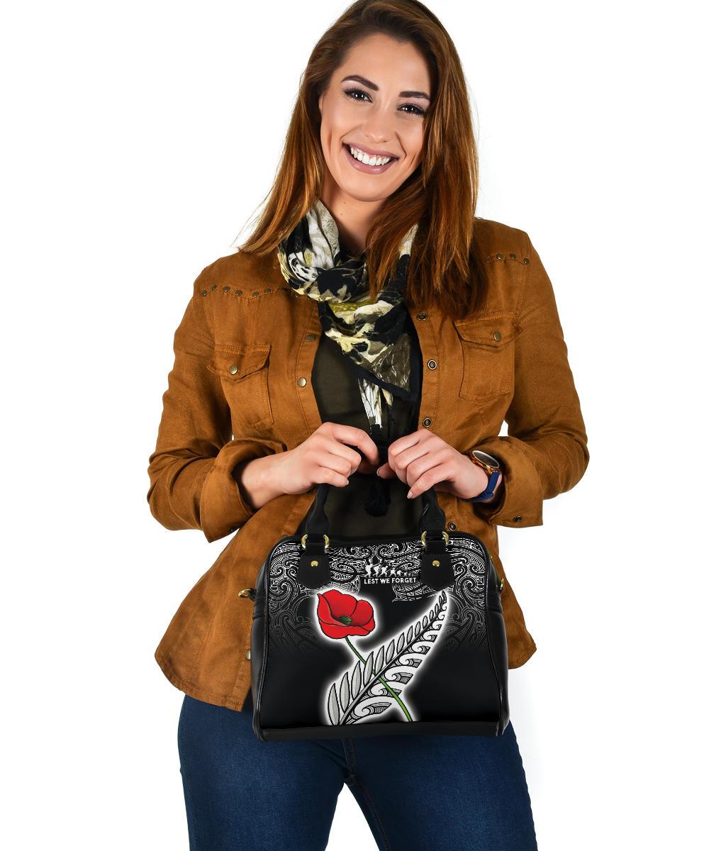 ANZAC Australia and New Zealand Shoulder Handbag, Poppy Fern Lest We Forget - Vibe Hoodie Shop