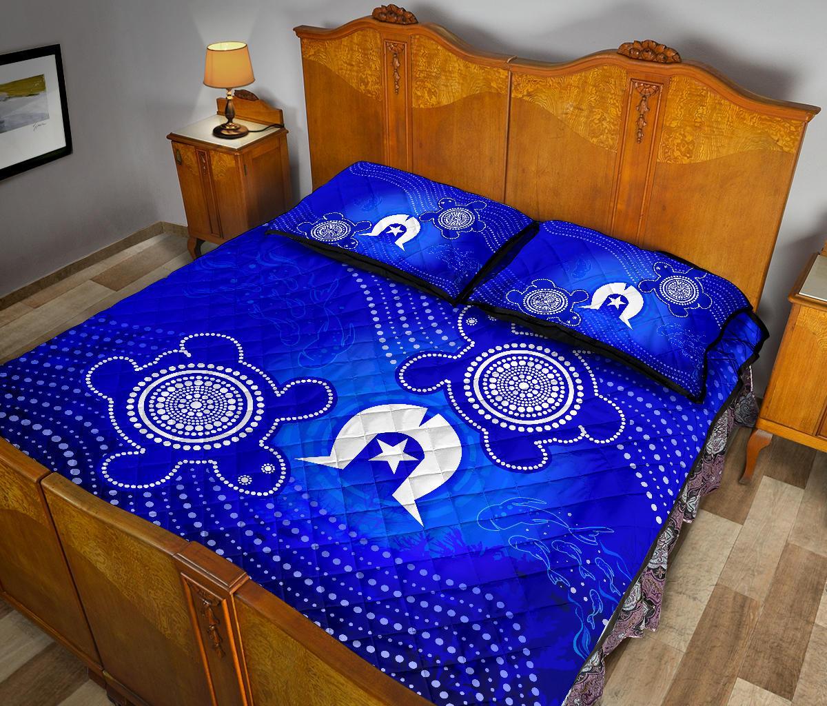 Torres Strait Islanders Quilt Bed Set - Torres Symbol With Turtle - Vibe Hoodie Shop