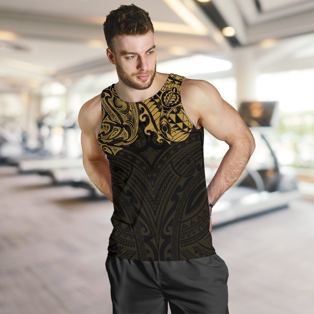 New Zealand Men's Tank Top, Maori Polynesian Tattoo Gold - Vibe Hoodie Shop