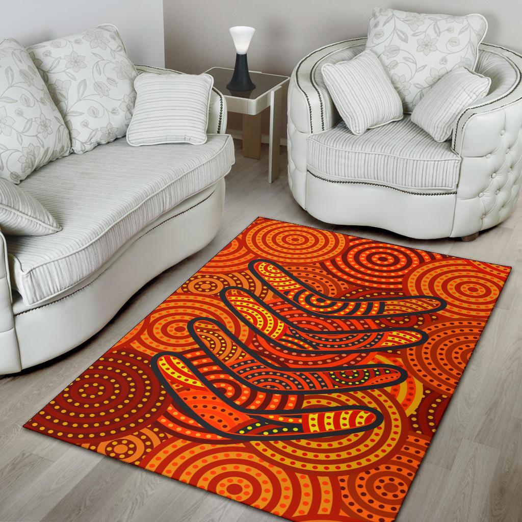 Aboriginal Area Rug - Aboriginal Boomerangs And Dot Circle - Vibe Hoodie Shop