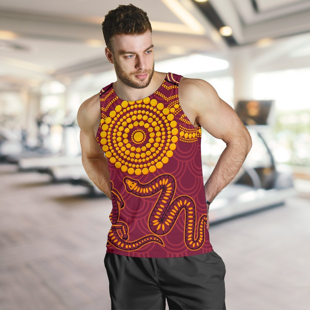 Aboriginal men's Tank Top - Aboriginal Snake And Alligator - Vibe Hoodie Shop